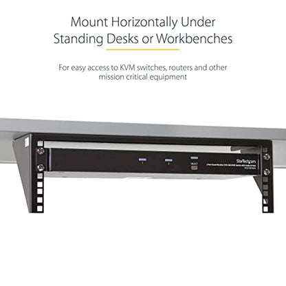 StarTech 3U Vertical Wall-Mount Rack Bracket, 19in, 150lb, TAA (RK319WALLV) | Open-frame L-shaped rack bracket for data, AV, IT and computer equipment, EIA-310, Any depth, 68kg - size: 3U