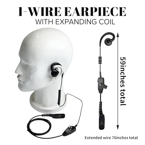Police Radio Earpiece APX 6000 Walkie Talkie Ear Piece Talky Headset Headphone with Mic Microphone for Motorola APX 8000 1000 7000 4000 xpr 7550e 7550 6550 6350(C Shape Swiveled)