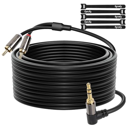 3.5mm Aux to RCA Cable, 90 Degree Angle 3.5mm Male to 2RCA Male Auxiliary Stereo Audio Y Splitter Gold-Plated, Double Shielded for Smartphones, Tablets, Speakers, Home Theater, HDTV,100ft/1 pack - size: 100 Feet(1 pack)