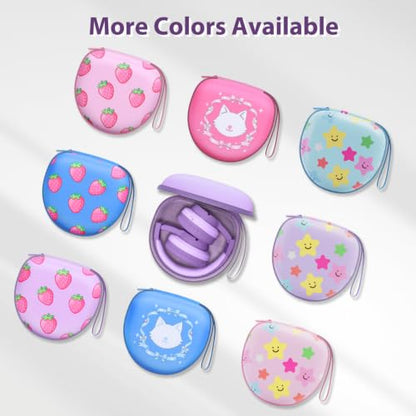 Kids Headphones Case for Tonies/iClever Etc Headphone,Cat Purple,Case Only | for iClever BTH12 HS19 BTH20 BTH22 BTH26/Candy Bila/Acer/JBL Junior 320/MIDOLA/JoySpark/ADOOPE Etc Girls Boy Kid Headphone - color: Cat Purple