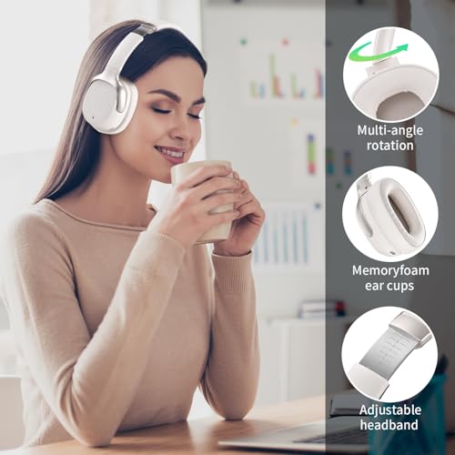 Hybrid Active Noise Cancelling Headphones, Wireless Over Ear Bluetooth - color: Cream White