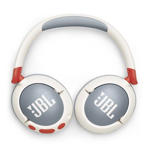 JBL Junior 470NC - Cancelling Kids Headphones - White | JBL Safe Sound 85dB, Parental Control with Customizable Volume Playtime, Easy monitoring, Active Noise Cancelling