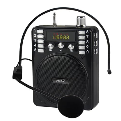 Supersonic SC-1443BT Lightweight Bluetooth Portable PA System Voice Amplifier Built-in BT Receiver, LED Display, FM, USB/SD/AUX Input Karaoke Jack, Mic, Recording & Repeat (SC-1443BT Black)