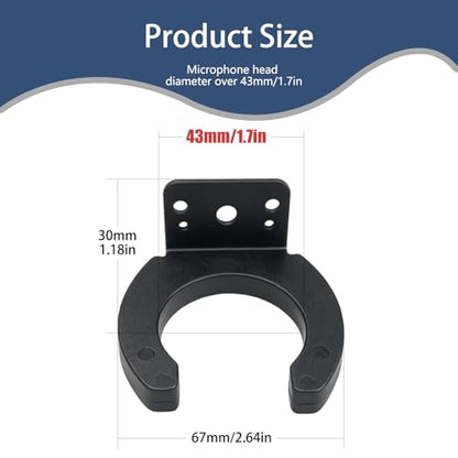2-Pack Black Microphone Clip Holder 43mm for Mic Stand Wall Mount - size: 2Pcs