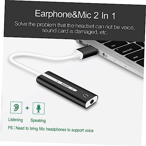 OSALADI USB External Sound Card with Surround Sound for Mic and Earphone Adjustable Volume for Computer Use Black