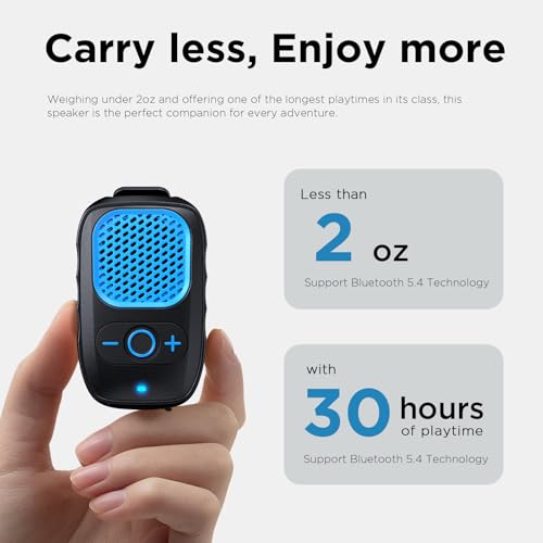 Wearable Bluetooth Speakers, Clip On Wireless Jobsite Speaker - Purple | 30H Playtime, IPX6 Water-Resistant, Portable, Built-in Mic, Hands-Free Calls, Non-Magnet - color: Purple
