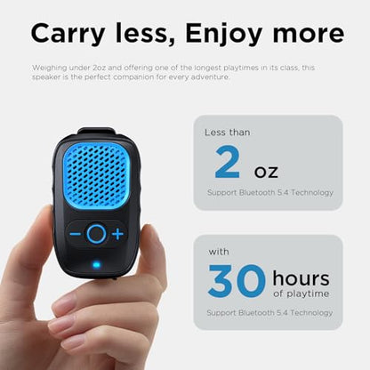 Wearable Bluetooth Speakers, Clip On Wireless Jobsite Speaker - Blue | 30H Playtime, IPX6 Water-Resistant, Portable, Built-in Mic, Hands-Free Calls, Non-Magnet - color: Blue