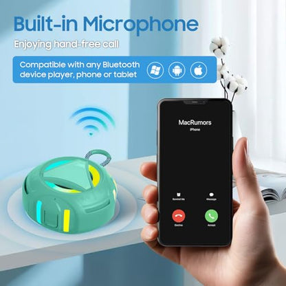 Bluetooth Shower Speake Waterproof，Portable Outdoor Bluetooth Speake with RGB Lights，IPX67 Floating，Built-in Mic，24Hrs Playtime，True Wireless Stereo，Gifts for Teens Boy Girls Women Men - Green - color: Green