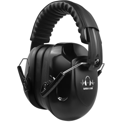 SAFEBUILDER Ear Muffs Noise Reduction SNR 33dB Adjustable Lightweight Safety Earmuffs Sound Proof Noise Cancelling ANSI - color: 1-black