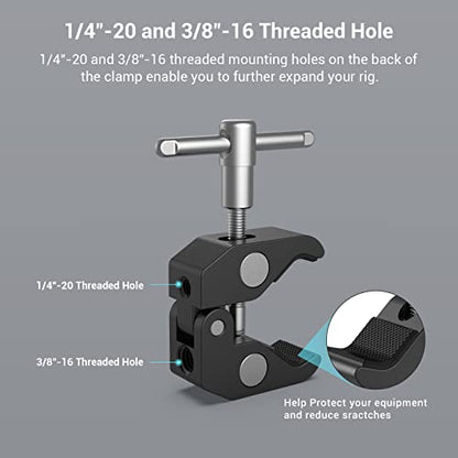 SMALLRIG Super Clamp w/ 1/4" and 3/8" Thread and 5.8 Inches Adjustable Friction Power Articulating Magic Arm with 1/4" Thread Screw for LCD Monitor/LED Lights - KBUM2730 - size: 5.8''+arm only