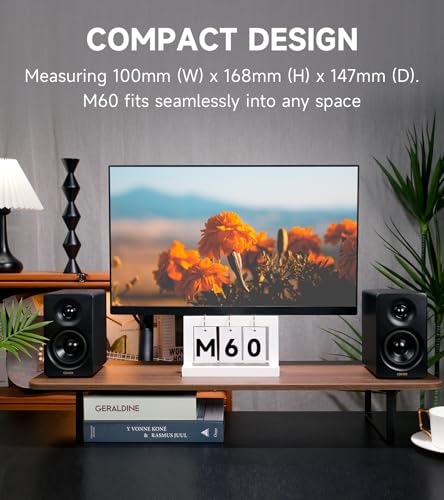 Edifier M60 Multimedia Speaker, 66W RMS Computer Speaker, Black | Bluetooth 5.3, Hi-Res Audio with LDAC, 3" Mid Bass & 1" Tweeter, USB-C AUX Inputs, Compact Desktop Speaker - color: Black