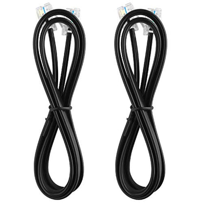 NECABLES 2Pack RJ12 Cable 3ft Telephone Cord Phone Cable - 3 Feet | RJ12 6P6C Male to Male Straight Wired for Both Data and Voice Use Black - size: 3 feet