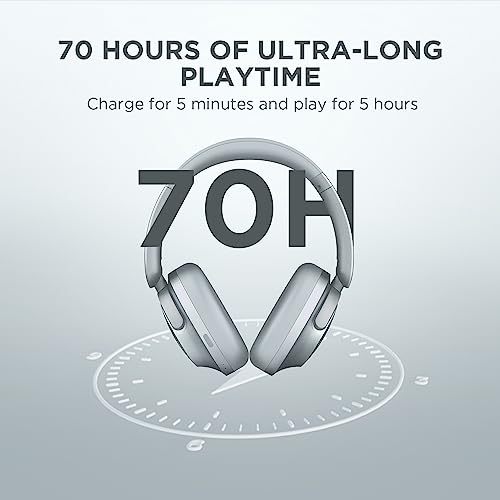 1MORE SonoFlow Active Noise Cancelling Headphones, Bluetooth Headphones with LDAC for Hi-Res Wireless Audio, 70H Playtime, Clear Calls, Preset EQ Via App, Silver