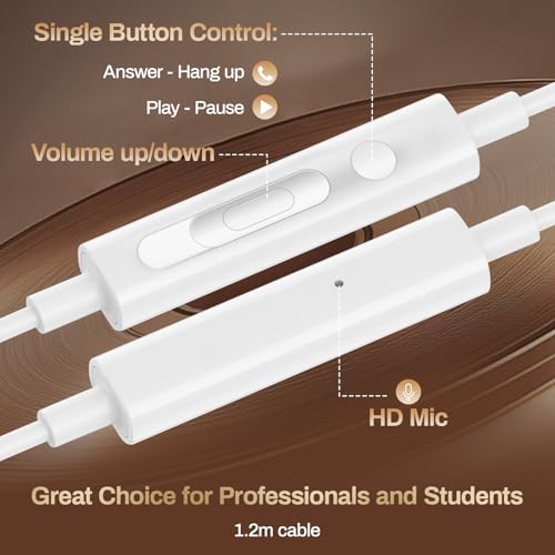 3 Pack Wired Earbuds USB C,Headphones Microphone for iPhone 17/16/15 | Type C Earphones for iPhone 17 Pro Max/Galaxy S25 S24 S23 Volume Control Noise Isolating