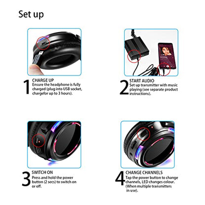Professional Silent Disco LED Wireless Headphones and RF LED Silent Disco Earphones for iPod MP3 DJ Music Pary Club (10 Headphone + 1 Transmitter) - color: 10 headphone + 1 transmitter