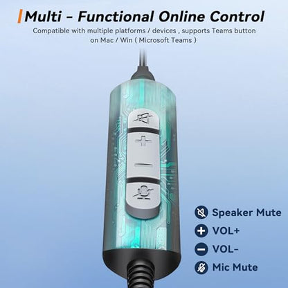 USB Headset with Microphone for PC, Computer Headset with Noise Cancelling Microphone for Laptop,3.5MM Jack USB Wired Headset with Mute in-line Control for Office Online Class Skype Zoom Meetings - color: USB C & 3.5mm -786