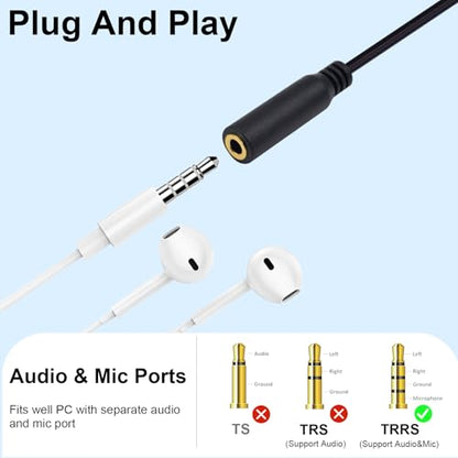 Poyiccot USB C to 3.5mm Audio Jack Cable, 1 to 3 Ways 3.5mm TRRS Aux to USB C Splitter Type C to Headphone Aux Cable Compatible with Micphone, Headphone, Galaxy, MacBook, 30cm/1ft - style: 1 to 3ways