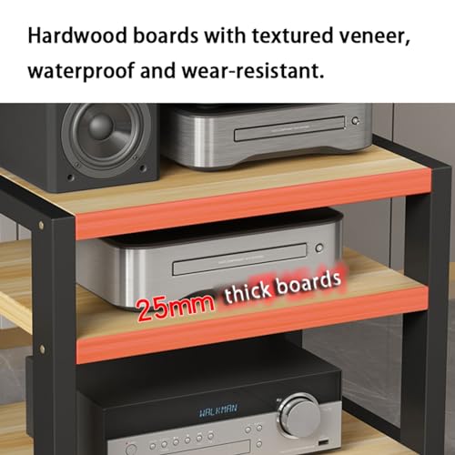 Multi-Functional Stereo Shelf Home Office Desktop Amplifier Cabinet Audio Rack AV Media Player Stand with Wooden Storage Shelves and Steel Frame(B-3 Tier-40x35x35.5cm) - color: B, size: 3 Tier