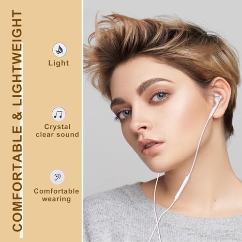 2 Pack USB C Headphones for iPhone 17/16/15 Pro Max Plus, Wired Earbuds with Microphone & Volume Control Wired Headphones for iPhone 17 pro max Type C Earphones