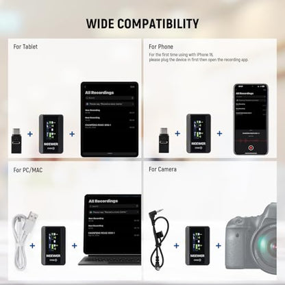 NEEWER CM28 Wireless Lavalier Microphone System, 1 Click Noise Canceling, 4GB Storage for 9Hrs of 48KHz 16 Bit Uncompressed Audio, Lapel Mic Compatible with iPhone/Android/PC/Camera/iPad - style: CM28