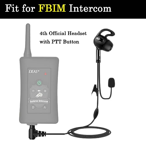 PTT Referee Headset with 3.5mm Round Jack, Earphone with Push to Talk Button for 4th Official, Earpiece Fit for V6 V4 FBIM Soccer Football Coach Intercom Radio