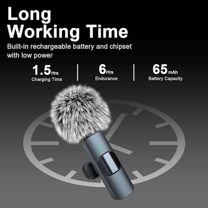 Mini Microphone for iPhone Android - Wireless Lavalier Microphone USB-C Lightning, Noise Cancelling Clip On Mic, 65ft Range, 12H Battery for Video Recording TikTok YouTube Content Creators - size: 2TX1RX without ChargingCase