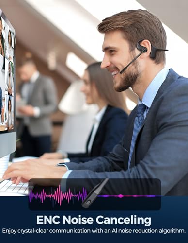Wireless Headset with Charging Dock, Open Ear Headphones with Mic - size: Medium