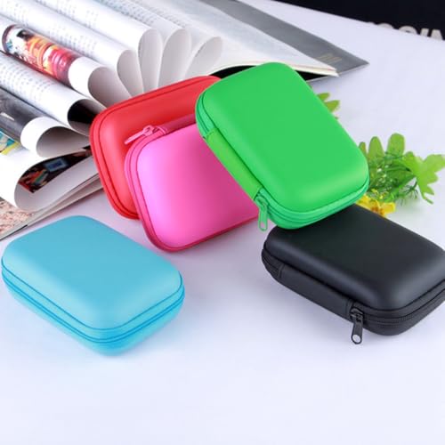 2 Pcs EVA Headphone Storage Case with Smooth Zipper and Mesh Pockets