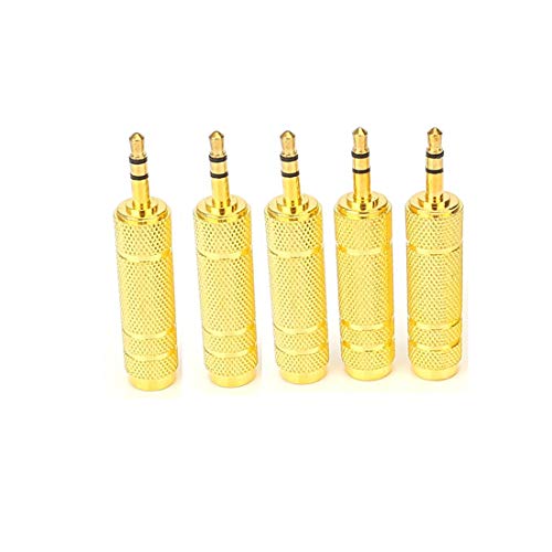 1/4'' to 3.5mm Stereo Headphone Adapter for Audio Connector Cable, 3.5mm(1/8'') Plug Male to 6.35mm (1/4'') Jack Female Stereo Adapter for Headphone, Amp Adapte -5PCS