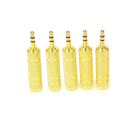 1/4'' to 3.5mm Stereo Headphone Adapter for Audio Connector Cable, 3.5mm(1/8'') Plug Male to 6.35mm (1/4'') Jack Female Stereo Adapter for Headphone, Amp Adapte -5PCS