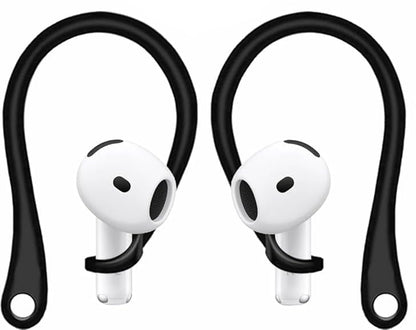 ALXCD Ear Hooks Compatible with AirPods 4 4th Gen, 2 Pair Anti-Slip Soft Rubber Earhook, 2 Pairs Silicon Ear Tips Hook, Compatible with AirPods 4 2+2 Pairs 722 Black - color: Black