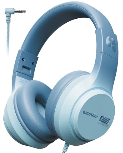 awatrue Kids Headphones for School, 74‑85‑94dB, 3.5mm Jack, HK07 | Foldable Wired Over Ear Headphones, for Toddler School/Travel/iPad/Tablet, Green - color: ‌Green