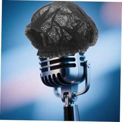 Toyvian 200 Disposable Non-Woven Microphone Covers with Elastic Band for KTV Recording Studio News Interviews Protective Windscreen for Sound Isolation and Hygiene