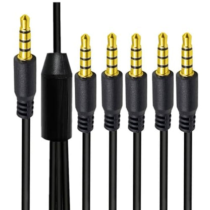 3.3ft 1/8” 3.5mm TRRS Stereo Audio Cable, 1 to 5 Splitter Male Aux Cord, 4 Pole Jack Headphone MIC Adapter for Smart Phones, MP3, Laptops, Speaker, Don’t Support MIC of iOS Headphone - style: 1 to 5