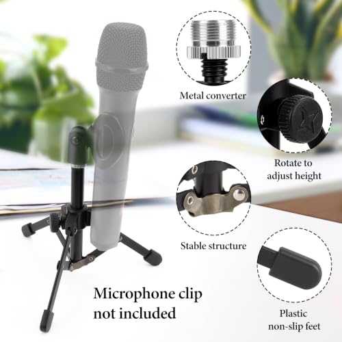Geekria for Creators Tabletop Tripod Mic Stand Compatible with JBL Wireless Two, Sennheiser E835, E835-S, Audio-Technica ATM510 Microphones, Desktop Mic Stand with Foldable Non-Slip Feet