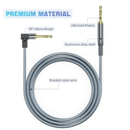 3.5mm Aux Cable Cord,Hi-Fi Sound 90 Degree Nylon Braided 3.5mm Male to Male Stereo Aux Cables Right Angle TRS Cable Portable Compatible for Headphone, car,Tablets, Speakers (3.94FT/1.2M) - size: 3.94FT/1.2M