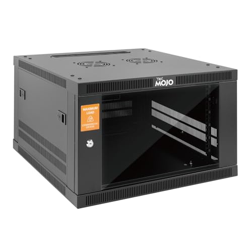 Tecmojo 6U Wall Mount Rack Cabinet, Heavy-Duty 176 Lbs High Load Capacity, 19” Enclosed Server Network Rack with 2 Colling Fans, Glass Door, 23.6” Deep – Elite Collection - size: 6U/23.6in Depth/Glass Door