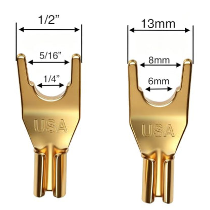 CNCESS Large Spade Fork to 1/4 in TS Speaker Adapter, 6 in, 12AWG, 2-Pack - size: Large Spade