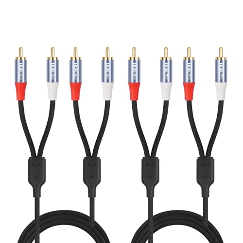 2Pack 2 RCA M/M Stereo Audio Cable,Gold-Plated 2RCA Male to 2RCA Male Aluminum Shell Auxiliary Audio Cord-6Feet - size: 6Feet*2
