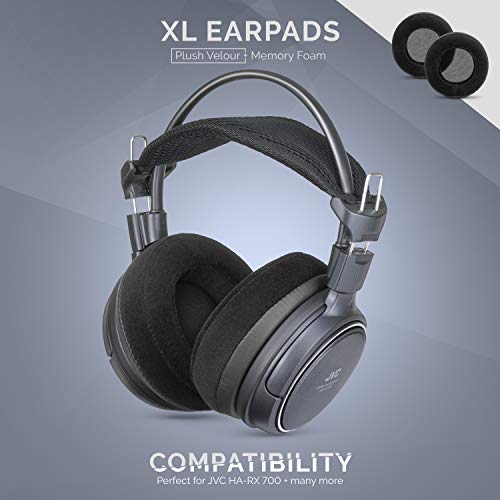 BRAINWAVZ XL Large Velour Replacement Memory Foam Earpads - Suitable For Many Other Large Over The Ear Headphones - Sennheiser, AKG, HifiMan, ATH, Philips, Fostex, Sony - color: Velour Black