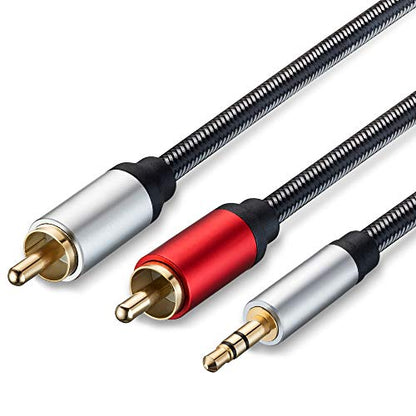 RCA Cable 10Ft, 3.5mm Male to 2RCA Male Stereo Audio Adapter Cable Nylon Braided AUX RCA Y Cord for Smartphones, MP3, Tablets, Speakers, HDTV and More(10Ft/3M) - size: 10 ft