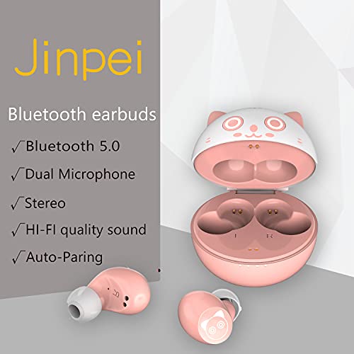 Cute Pink cat Wireless Earphones, Waterproof, Noise Cancelling in-Ear erbuds, TWS Stereo Headphones, Built in mic Headset Premium Sound with deep bass, JE-05B_K71 - color: JE-05B_K71