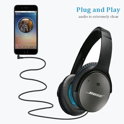 QC35/QC25 Replacement Cord 2.5mm to 3.5mm Cable with Reusable Cable Tie, Headphone Audio AUX Wire Compatible with Bose QuietComfort 35 II, QC45/QC35/QC25, NC700/OE2/SoundLink/SoundTrue Headphones