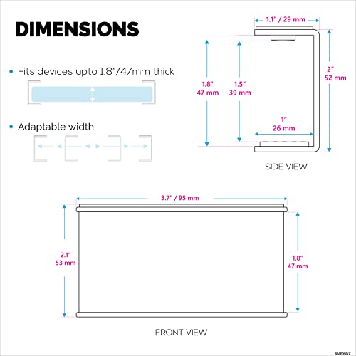 Under Desk Laptop Holder Mount For Desk, Adhesive & Screw In, Devices upto 1.5" Thick like Macbooks, Surface, Keyboard, Routers, Modems, Cable Box, Network Switch & More (Metal Black) By Brainwavz - color: Metal 1.5" Device Mount