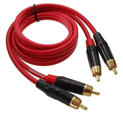 CablesOnline, 3ft. Two-RCA Male to Two-RCA Male Gold-Plated Ultra-Flexible Red Premium Audio Cable, AV-403QR - size: 3ft.