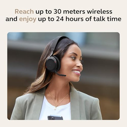Jabra Evolve2 75 PC Wireless Headset with Charging Stand and 8-Mic Technology - Dual Foam Stereo Headphones with Advanced Active Noise Cancelling, USB-C Bluetooth Adapter and UC Compatibility - Black - size: USB-C Dongle, style: All Platforms