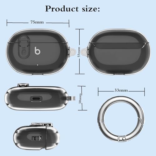 Beats Studio Buds/Studio Buds Plus Case Cover Clear 2021/2023 Men Lock Clip with Clean Kit, GARTOO Protective Case and Clean Pen Compatible with Beat Studio Bud Plus for Women Girls Kids Clear Black - color: Clear Black