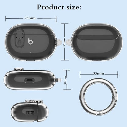 Beats Studio Buds/Studio Buds Plus Case Cover Clear 2021/2023 Men Lock Clip with Clean Kit, GARTOO Protective Case and Clean Pen Compatible with Beat Studio Bud Plus for Women Girls Kids Clear Black - color: Clear Black