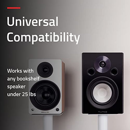 Fluance Floor Speaker Stands for Surround Sound and Bookshelf Speakers with Solid Construction, Adjustable Floor Spikes, Rubber Isolation Feet, Cable Management, Square Base - Matte White/Pair SS05SWH - style: Matte White - Square Base