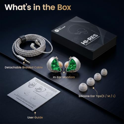 HIFI WALKER A20 IEM Earbuds, 10mm Dynamic Driver in Ear Monitor Headphones, HiFi Wired Earphones with Deep Bass & Clear Vocals, Noise Isolating IEM for Music, Gaming & Studio (No Mic), Green - color: Green